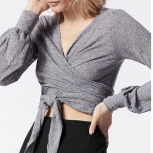 CARBON38 Long Sleeve Ballet Style Cropped Wrap Top / Sweater Size Medium NWOT